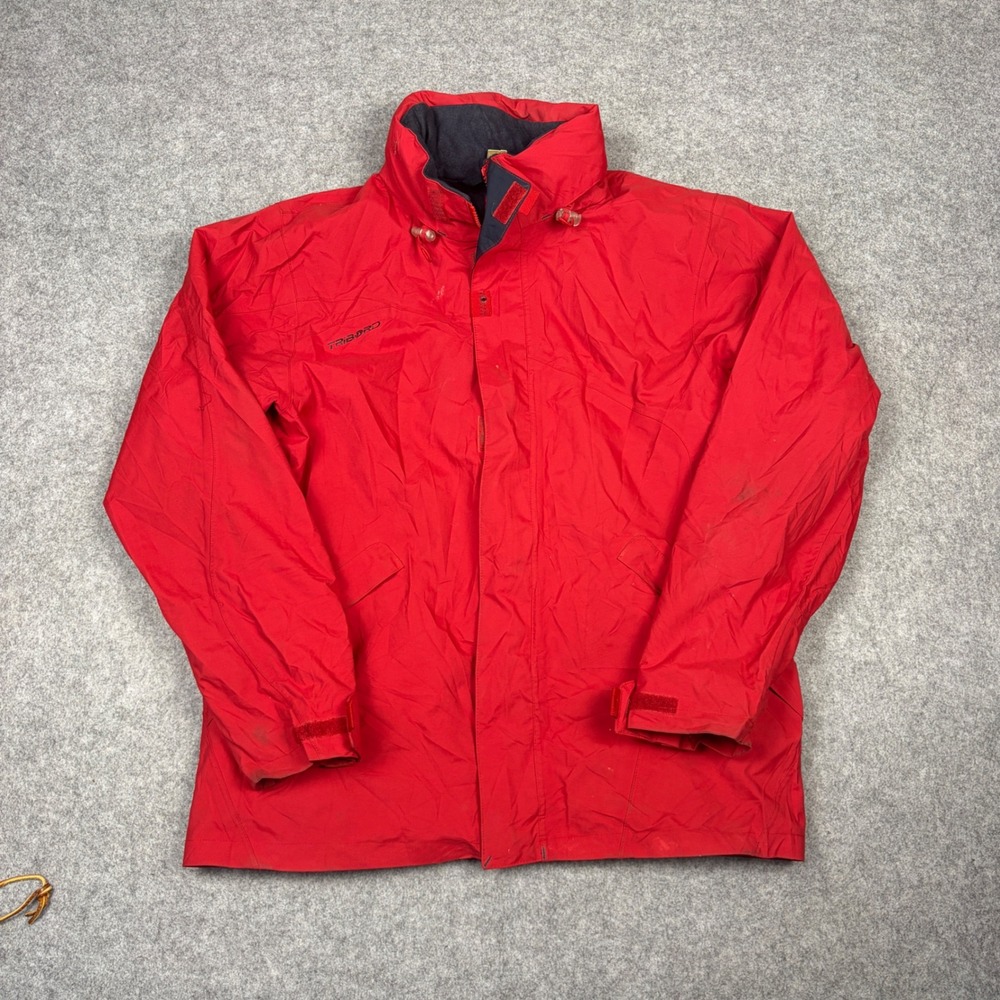 Tribord Oxylane Mens Red Sailing Jacket Full Zip Hooded Rain Coat Size XS/S